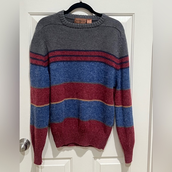 StockBridge Ltd. Gray VINTAGE STRIPE Wool Sweater, preppy,,CASUAL, MEN SIZE L - Picture 2 of 6